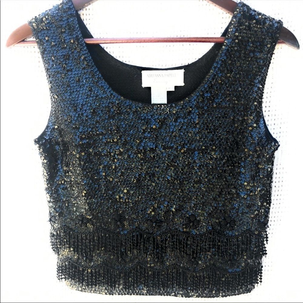 Vintage Adrianna Papell Evening Beaded Top